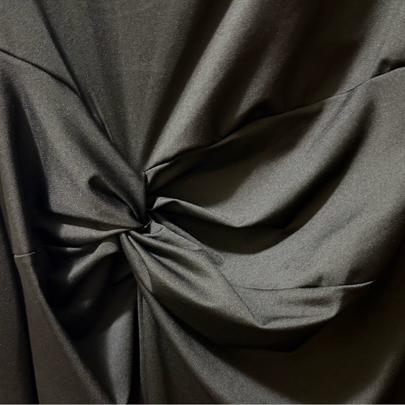 Black Ruched Asymmetrical Evening or Office Dress - Picture 3 of 3